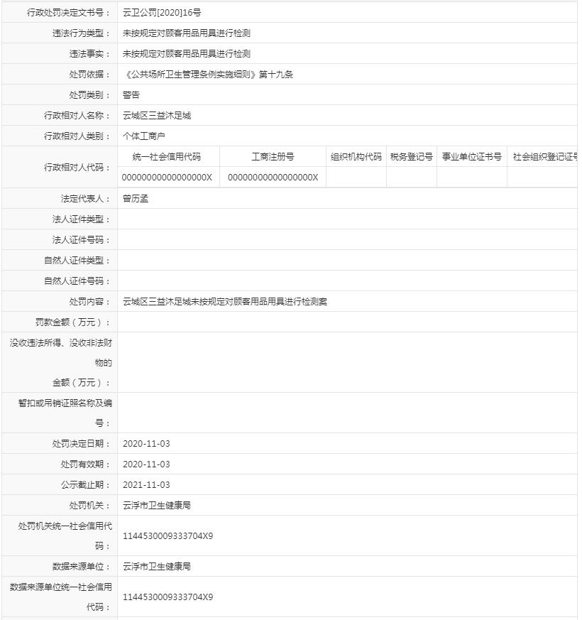 未按规定对顾客用品用具进行检测（三益沐足城）.jpg
