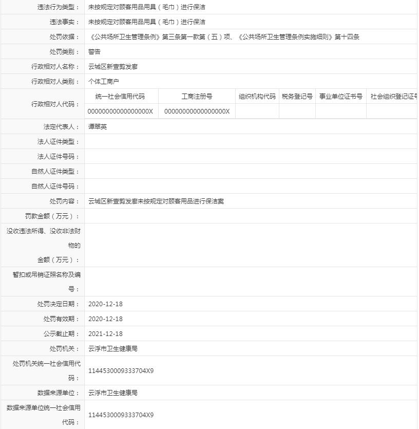 未按规定对顾客用品用具（毛巾）进行保洁（新壹剪发廊）.jpg