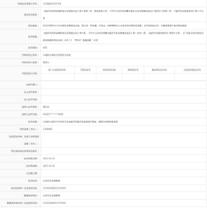 东安卫生站对接诊的患者吴嘉瑶、黄文炜、练明清、江俊成、张煜烽等五人未进行流行病学史调查，未开展预检分诊，为患者黄健平进行静脉输液.jpg