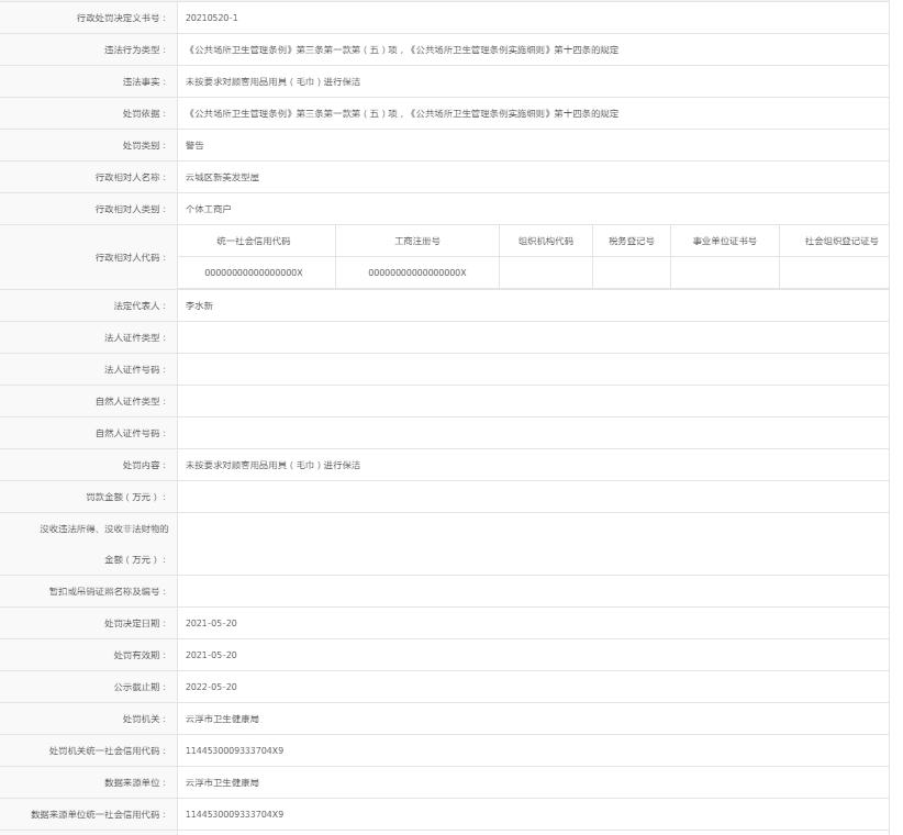 未按要求对顾客用品用具（毛巾）进行保洁【云城区新美发型屋】.jpg