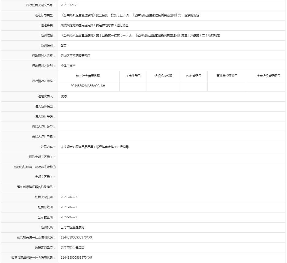未按规定对顾客用品用具（拨经棒电疗棒）进行消毒【云城区苗方清颜美容店】.jpg